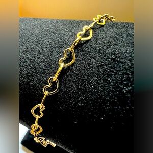 Heart Link Gold Tone Chain Bracelet
